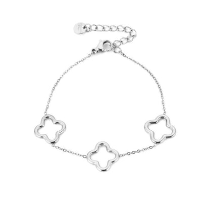 armband met 3 zilverkleurige klavers stainless steel