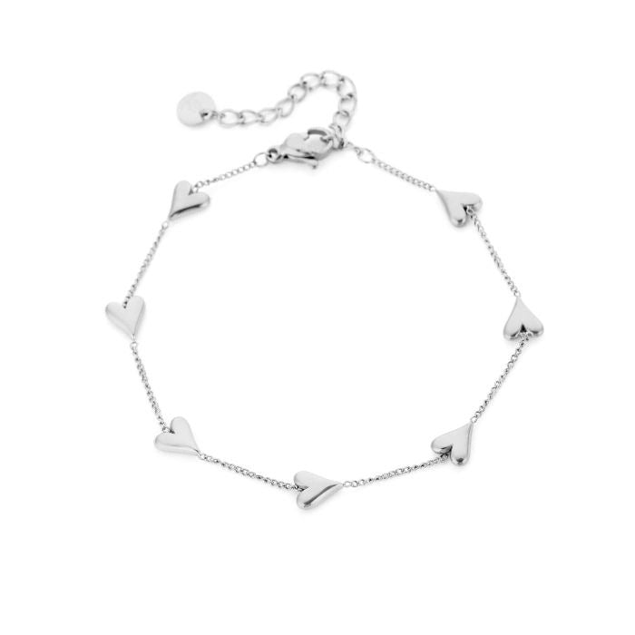 armband met kleine zilverkleurige hartjes stainless steel