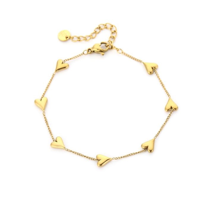 armbandje met kleine hartjes goudkleurig