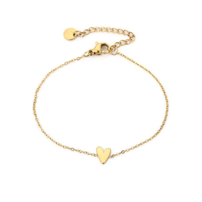 armbandje met goudkleurig hartje stainless steel