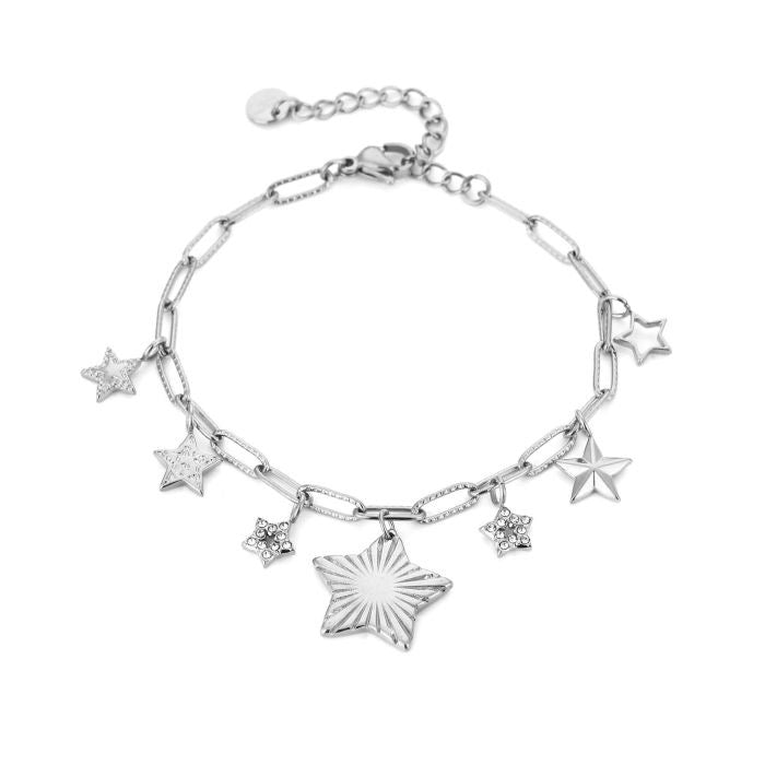 armbandje met sterretjes bedels zilverkleurig