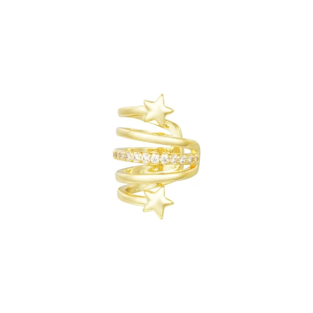 earcuff met steentjes en sterretjes goudkleurig 