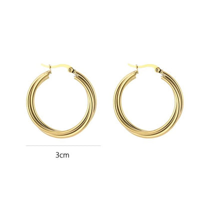 gedraaide hoops goudkleurig stainless steel met afmetingen