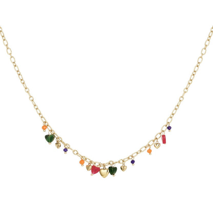 goudkleurige bedelketting met kleine hartjes 