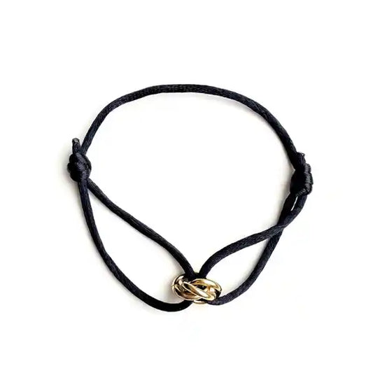 Jewelrybyceline satijn armbandje met 3 gouden stainless steel ringetjes handgemaakt