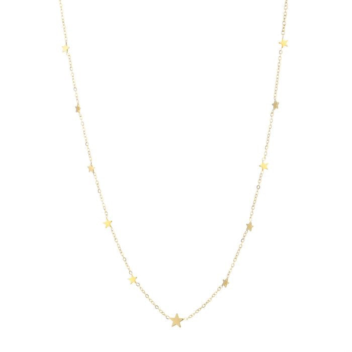 Stainless steel ketting goudkleurig met sterretjes – waterproof sieraden