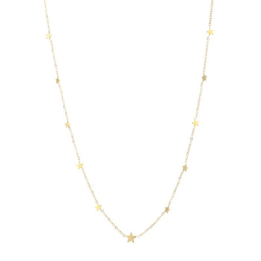 Stainless steel ketting goudkleurig met sterretjes – waterproof sieraden