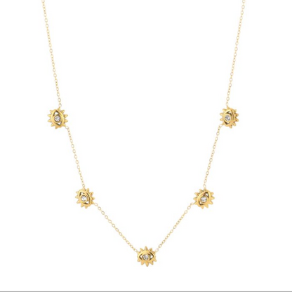 ketting met goudkleurige oogjes 