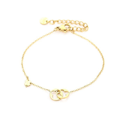 Goudkleurige klavertjes armband van stainless steel