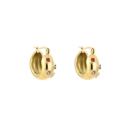 kleine hoops met steentjes goudkleurig stainless steel