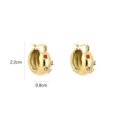 kleine hoops met steentjes goudkleurig stainless steel met afmetingen