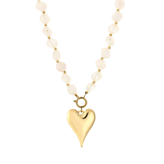 Ketting met kralen en gouden hart 