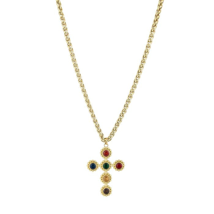 lange gouden stainless steel kruis ketting dames statement