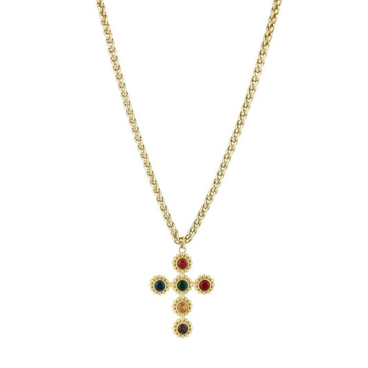 lange gouden stainless steel kruis ketting dames statement