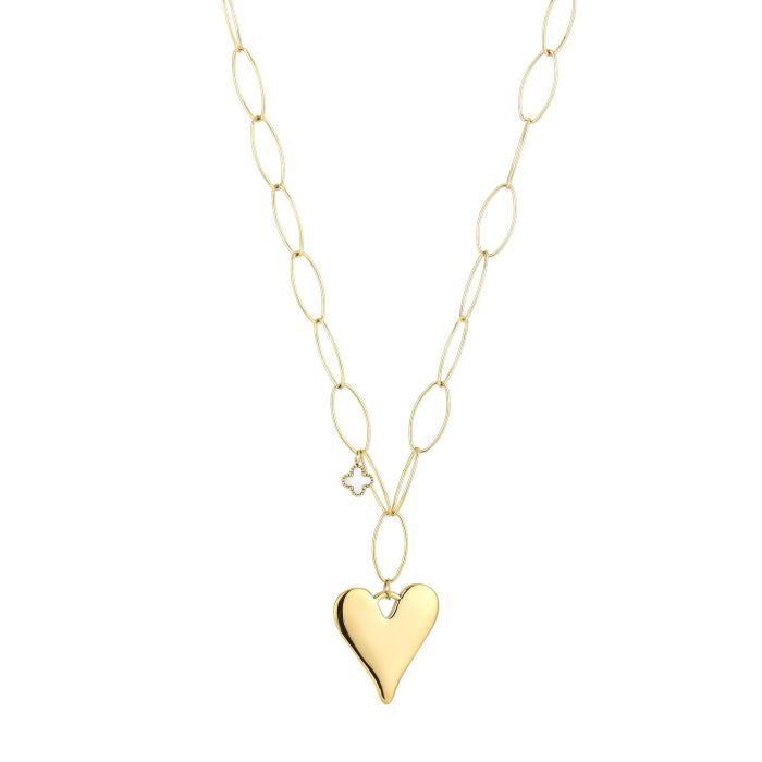 lange gouden stainless steel hart ketting dames