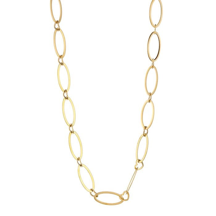 Lange goudkleurige stainless steel ketting met grote ovale schakels