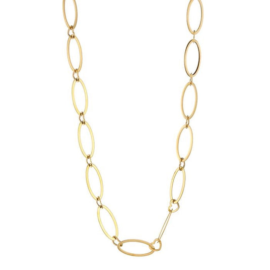 Lange goudkleurige stainless steel ketting met grote ovale schakels