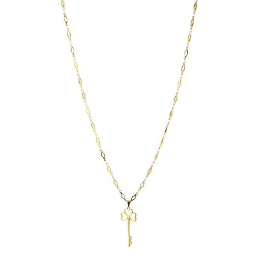 Lange goudkleurige stainless steel ketting met sleutel hanger