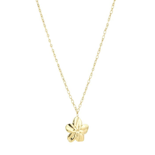 lange gouden stainless steel minimal bloem ketting dames
