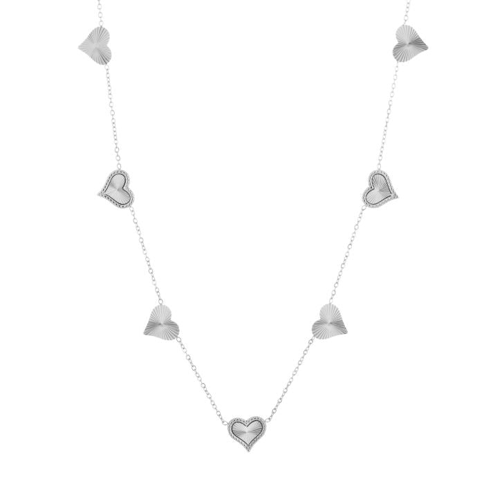 lange zilveren stainless steel hart ketting dames statement
