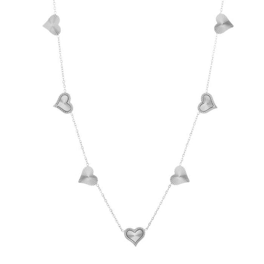 lange zilveren stainless steel hart ketting dames statement