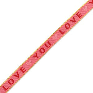 roze lint armbandje met love you