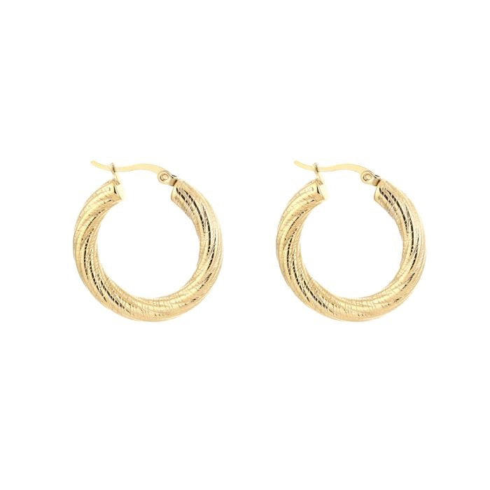 medium hoop bewerkt goudkleurig stainless steel