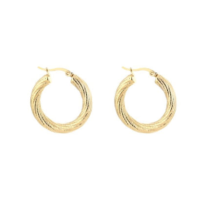 medium hoop bewerkt goudkleurig stainless steel