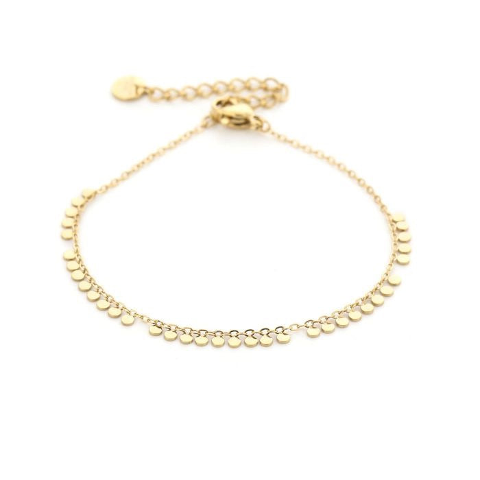 Goudkleurige coin disc armband van stainless steel