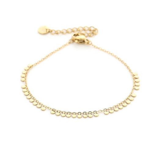 Goudkleurige coin disc armband van stainless steel