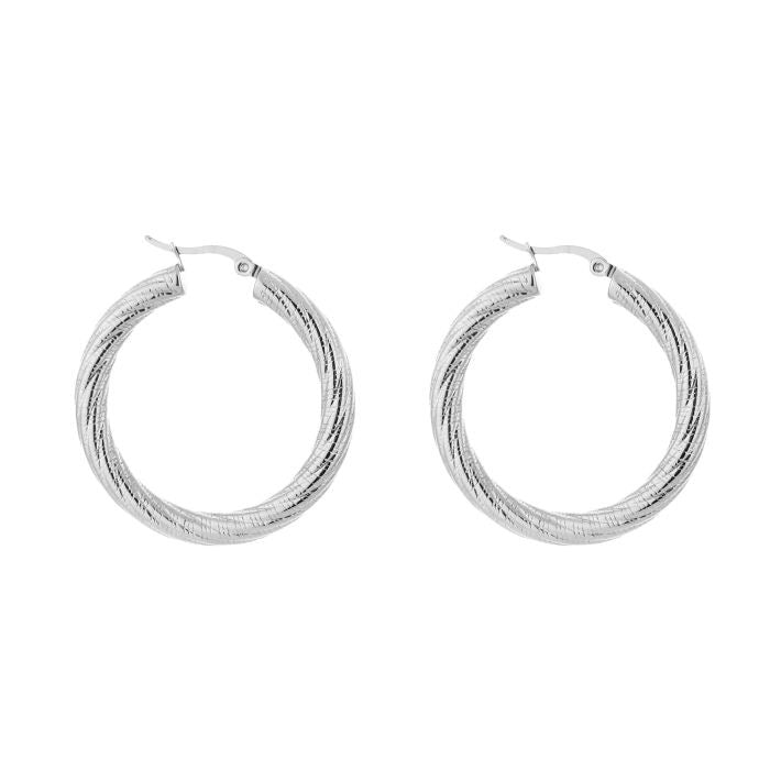 oorbellen big hoops bewerkt zilverkleurig  