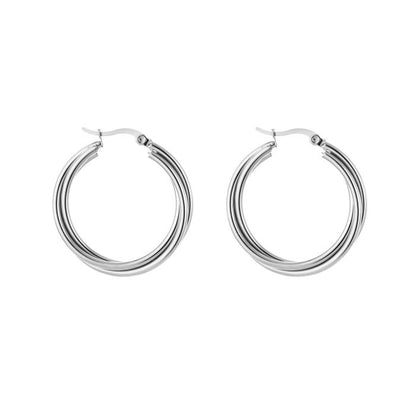 oorbellen gedraaid zilverkleurig stainless steel