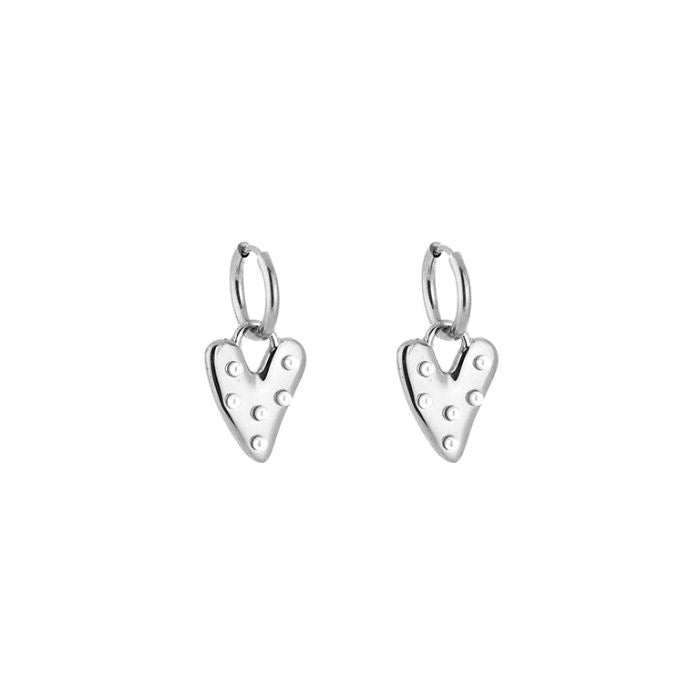 oorbellen hartje pareltjes zilverkleurig stainless steel