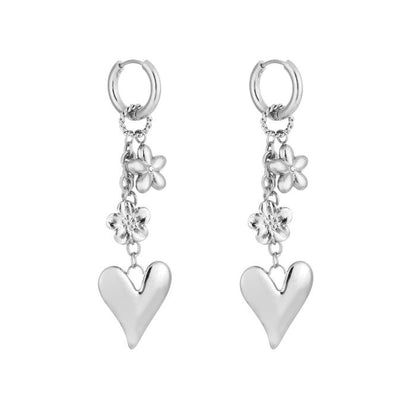 oorbellen met meerdere bedels zilverkleurig stainless steel