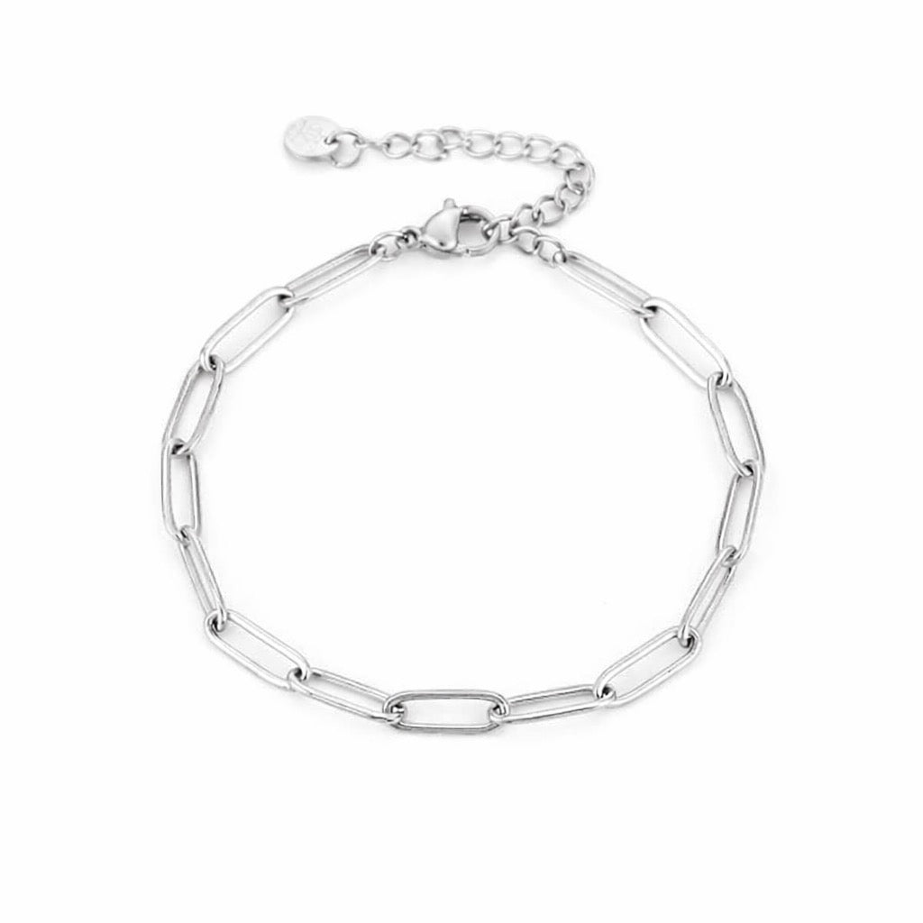 Zilverkleurige paperclip armband van stainless steel