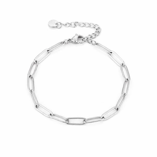 Zilverkleurige paperclip armband van stainless steel