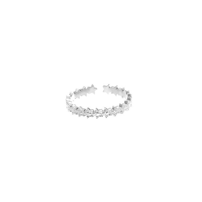 Zilverkleurige ring met sterretjes van stainless steel