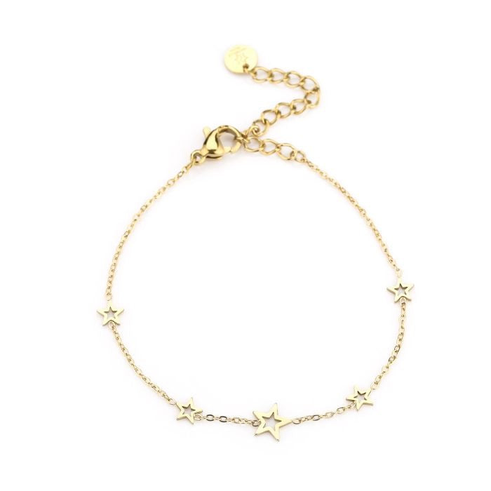 Goudkleurige sterretjes armband van stainless steel