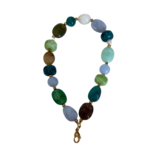 Trendy handgemaakt telefoonkoordje met kralen in verschillende kleuren inclusief inlay