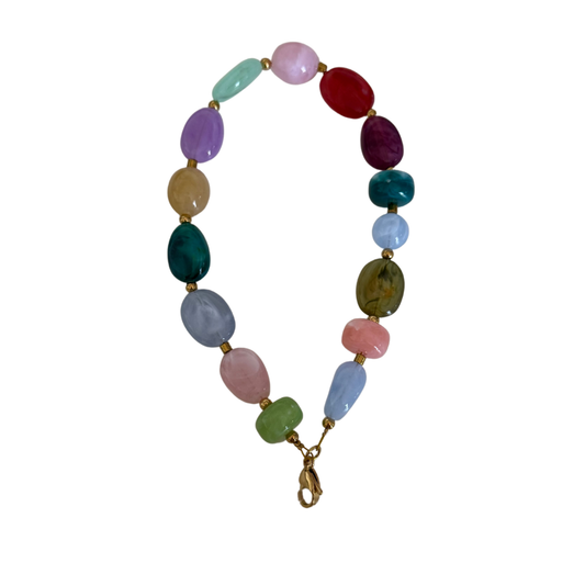 Trendy handgemaakt telefoonkoordje met kralen in verschillende kleuren inclusief inlay