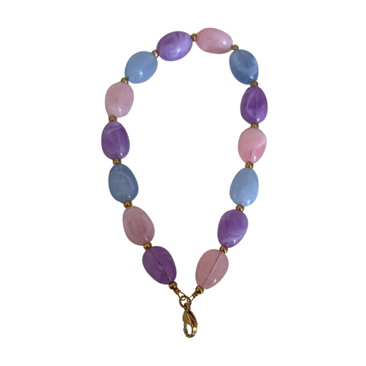 Trendy handgemaakt telefoonkoordje met kralen in verschillende kleuren inclusief inlay