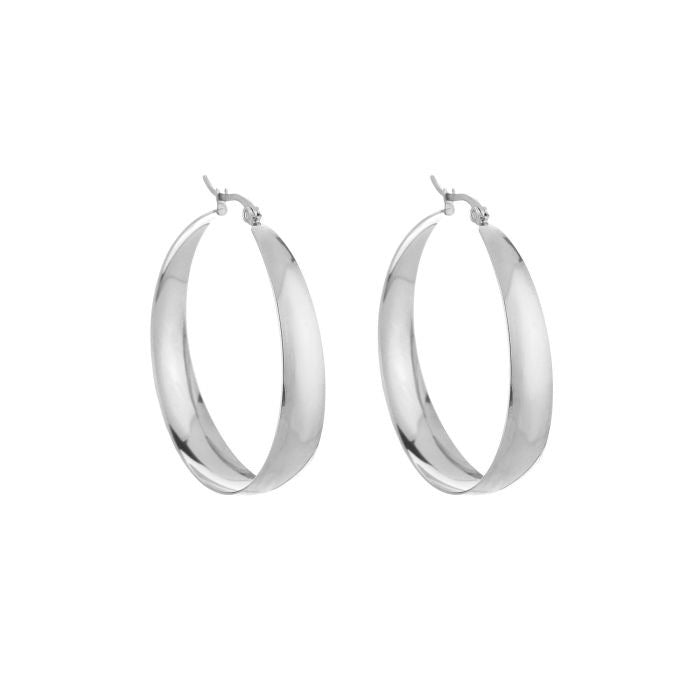 Minimalistische zilveren hoop oorbellen van stainless steel